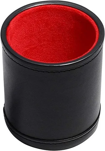 Vista 6 de Juego de dados de póker de 16 mm con esquinas cuadradas y taza de dados de cuero PU negro forrada de terciopelo suave - Caja de regalo