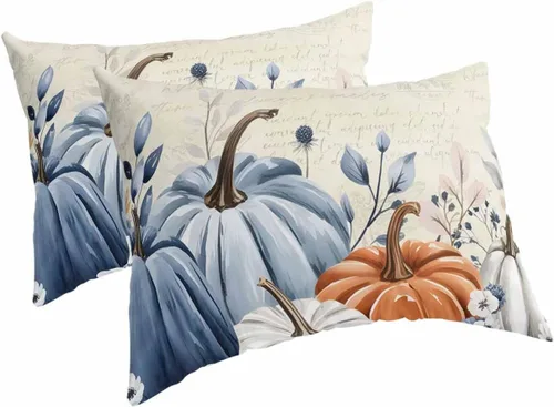 Vista 15 de Funda de almohada corporal de calabazas de otoño, fundas de almohada suaves decorativas para sofá largo y lumbar, funda de cojín con cierre