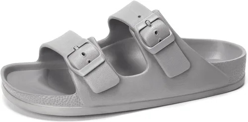 Vista 52 de FUNKYMONKEY - Sandalias bajas cómodas para mujer, hechas de etilvinilacetato, ajustables con hebilla doble
