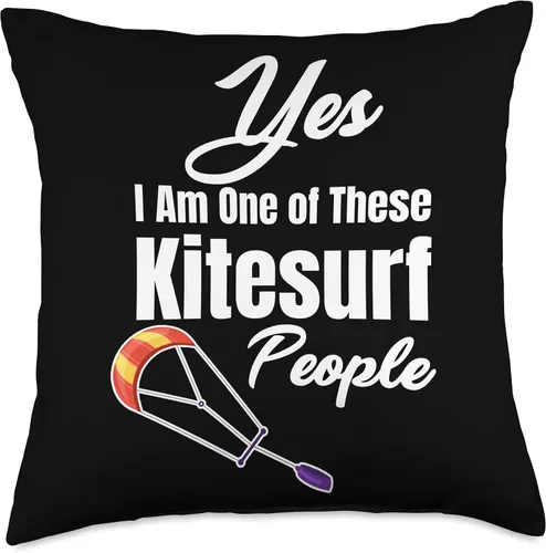 Vista 4 de Funny Kitesurfing Sailboard Windy Boating Yes I Am One of These Kitesurf People Sailboard Boating Throw Pillow, 16x16, Multicolor