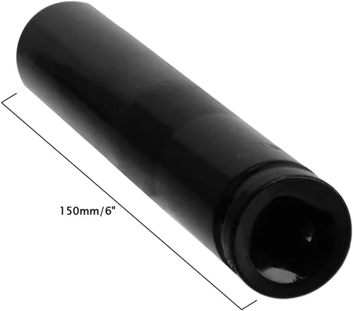 Vista 2 de Enchufe de impacto de 0.748 in, 1/2" con 6 puntos Deep Impact Socket, Cr-Mo Alloy Steel, 6" Length, Metric Socket, Durable for Automotive &