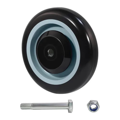 Vista 8 de Kit de Reemplazo de Rueda de Carrito de Compras de 5", Juego de 4 Ruedas Giratorias de Poliuretano, Ruedas con Eje de 3/8" de Diámetro