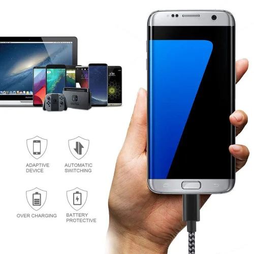 Vista 3 de Cable USB C, cables de carga USB A a tipo C trenzados de nailon de alta calidad [paquete de 5, 3/3/6/6/10 pies], cable de carga tipo C para teléfono