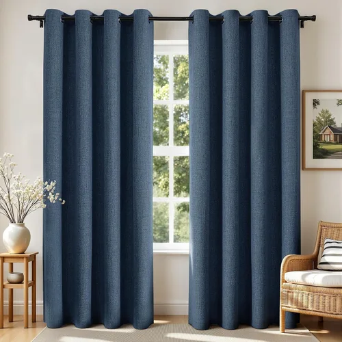 Vista 47 de Joydeco Cortinas opacas de 72 pulgadas de largo, 2 paneles burg, cortinas de oscurecimiento de habitación para dormitorio, cortinas térmicas Negro
