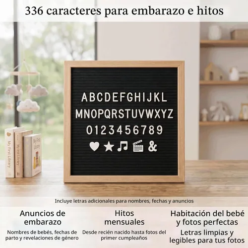 Vista 8 de C Crystal Lemon - Tablero de fieltro para letras, 10 x 10 pulgadas, tablero de madera para mensajes intercambiables, marco de madera, montaje
