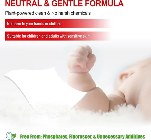 Vista 3 de Hojas de detergente para ropa Binbata, hasta 128 cargas con aroma a bayas, hipoalergénicas, ecológicas, biodegradables, sin plástico, sin líquido