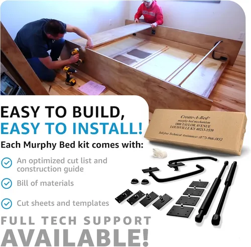 Vista 8 de Create-A-Bed Kit de cama Murphy de lujo ajustable tamaño individual, horizontal