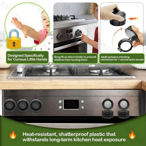 Vista 2 de Paquete de 5 fundas de seguridad para pomos de estufa, cerraduras a prueba de niños y mascotas para hornos de gas y eléctricos, protectores