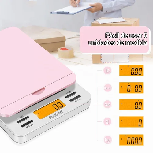 Vista 5 de Fuzion Báscula postal digital, báscula de envío de 86 lb/0.1oz para paquetes con retención y tara, báscula de franqueo con soporte abatible, báscula