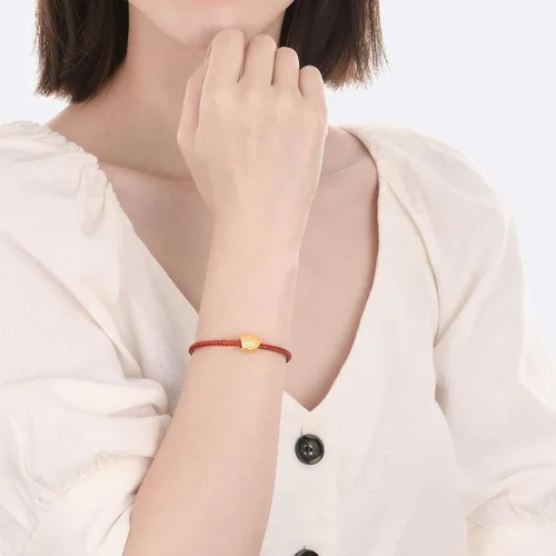 Vista 3 de Chow Sang Sang 90838C - Pulsera de oro macizo de 24 quilates con dije Yuanbao para mujer 999 Metal