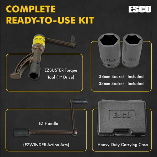 Vista 5 de ESCO 60305 Llave dinamométrica para camiones EZBuster Herramienta manual para aflojar tuercas, con estuche de transporte
