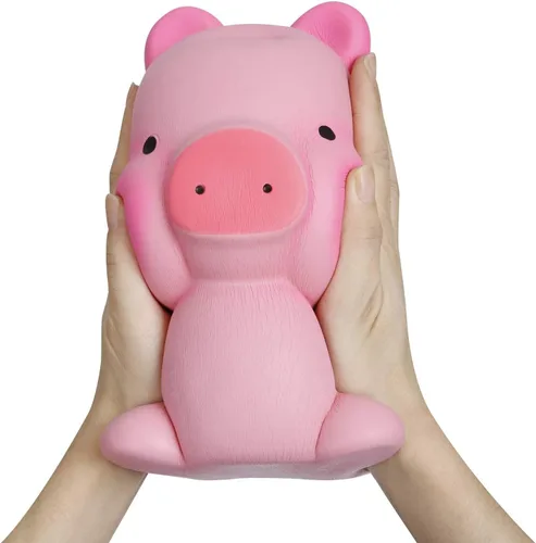 Vista 3 de Anboor Esponjosos tamaño jumbo de cerdo de Kawaii, de crecimiento lento, perfumado, de animal grande, alivio del estrés, Juguetes para niños