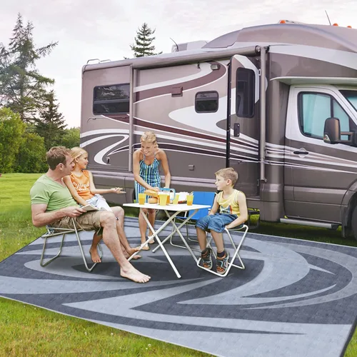 Vista 12 de EEZ RV Products - Esteras reversibles resistentes para exteriores de 9'x12' para RVing/Boondocking