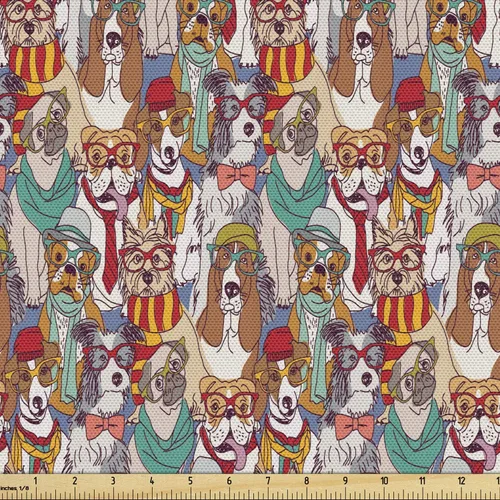 Vista 12 de Ambesonne The Yard - Tela floral clásica de Oriente Medio y estampado de cachemira, diseño nostálgico otomano, tela decorativa para tapicería y Azul