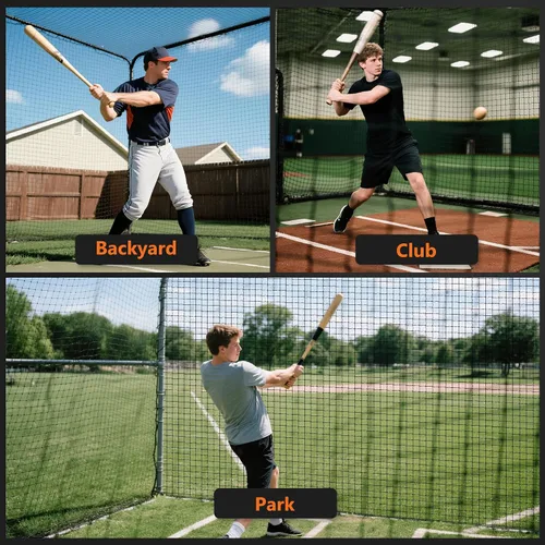 Vista 6 de ORIENGEAR Baseball Batting Cage Nets, ONLY NET, 70'L/55'L/35'L/20'L Baseball and Softball Cage Netting, 1.88" #45 Mesh, Professional Fully Enclosed