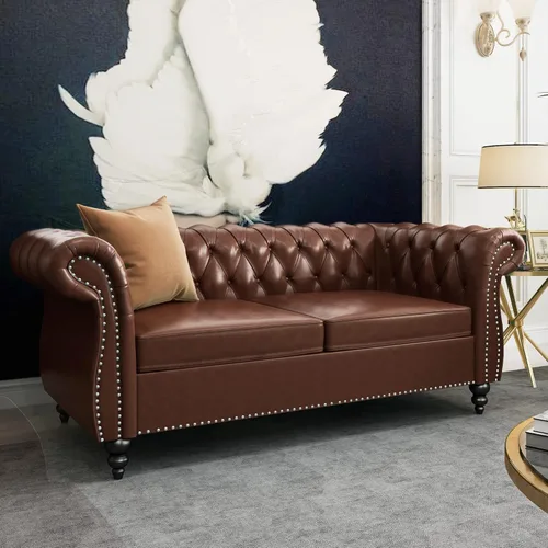 Vista 22 de AVZEAR Silla de Acento para Sala de Estar, Silla de Sofá Tapizada Silla de Sofá Individual con Respaldo Acolchado, Silla de Sofá Chesterfield
