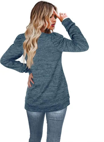 Vista 5 de WEESO Camisetas de manga abombada para mujer, sudaderas de cuello redondo a la moda