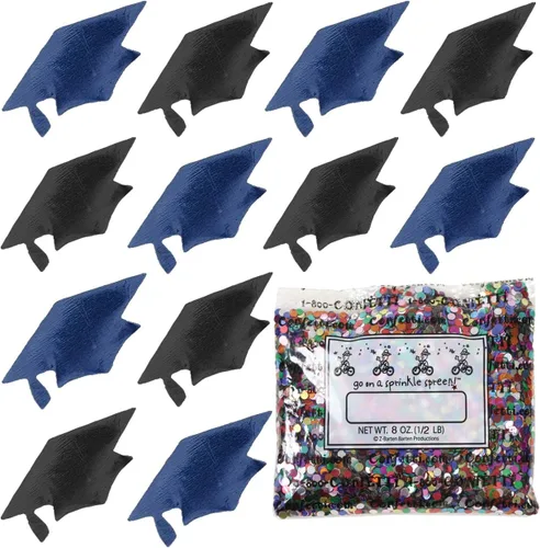 Vista 170 de Confetti Grad Cap Negro, Azul Marino Combo - 2 bolsas de media onza (1 oz)