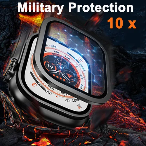 Vista 5 de COJOC Protector de pantalla para Apple Watch Ultra 2 / Ultra de 1.73 pulgadas, vidrio templado HD + marco de aleación de titanio