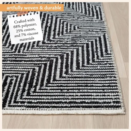 Vista 7 de Indigo Ink - Alfombra lavable, resistente a las manchas, decoración bohemia geométrica, fácil de limpiar, ideal para sala de estar, dormitorio