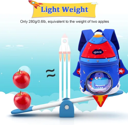 Vista 5 de Augot Mochila para niños pequeños mochila preescolar 3D linda mochila de dibujos animados para niños mini mochila escolar para niños y niñas Azul