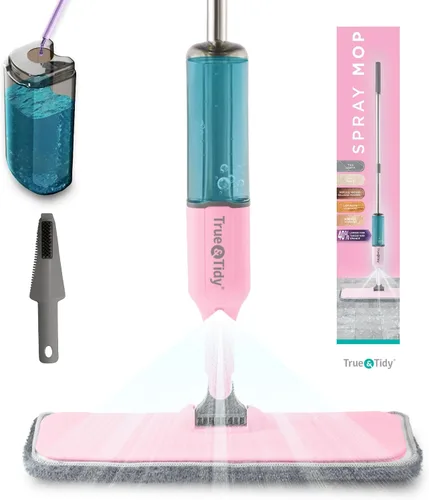 Vista 7 de True & Tidy® 2 piezas de repuesto de almohadilla de fregona de microfibra para rociador SPRAY-250 multisuperficie con botella de agua recargable