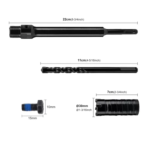 Vista 3 de Mollom Sierra perforadora para hormigón SDS Plus de 8.661 in, cortador de agujeros de alta resistencia con broca de posición central de 4.331 in