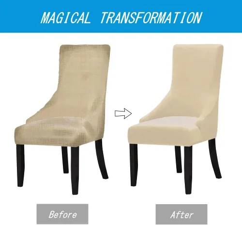 Vista 8 de Juego de 1 fundas elásticas para silla con respaldo de ala, protector reutilizable para silla de brazo, protector lavable para silla de comedor