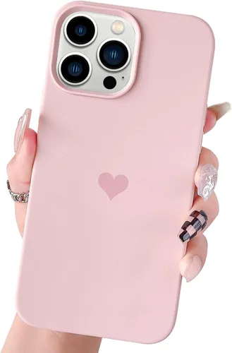 Vista 11 de Funda compatible con iPhone 13 Pro Max de silicona para mujeres y niñas, diseño de corazón azul, delgada, con forro de microfibra suave