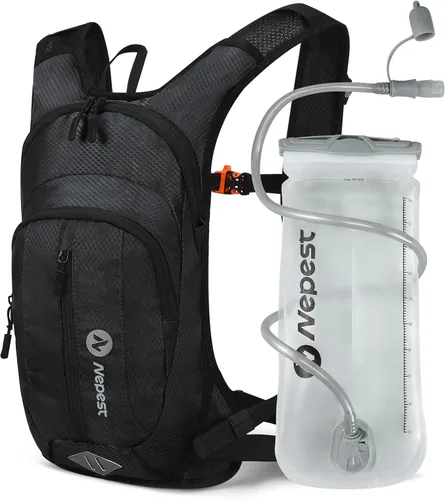 Vista 14 de Nepest Hydration Pack Backpack for Women & Men, Lightweight Water Backpack with 2L Water Bladder for Hiking Cycling Running Biking Gris-oscuro