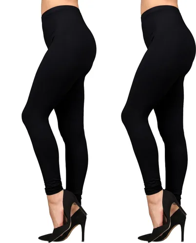 Vista 2 de Lildy Leggings sólidos y navideños súper suaves para mujer, elásticos, no se transparentan