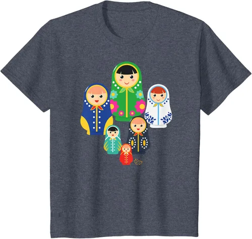 Vista 51 de Matryoshka Russian Nesting Dolls, Rusia - Camiseta de regalo, Azul / Patchwork, S