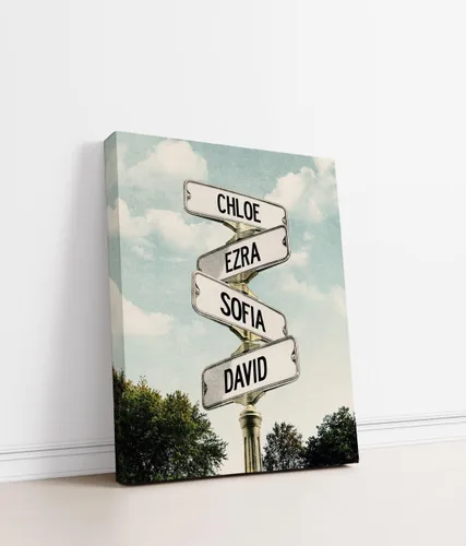 Vista 7 de VIRAGIL Lienzo personalizado con nombre de calle familiar, póster personalizado para decoración del hogar y sala de estar, arte de pared