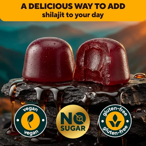 Vista 10 de VitaUp Gomitas Shilajit del Himalaya para hombres y mujeres – Gomitas Shilajit sin azúcar con ácido fúlvico – Energía pura, inmune y apoyo al