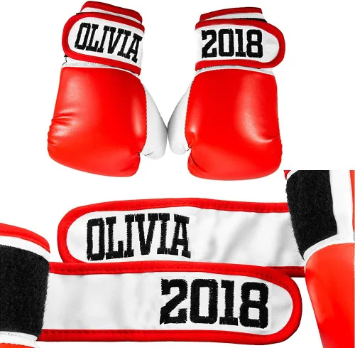 Vista 6 de Guantes de boxeo personalizados para niños, guantes de boxeo bordados personalizados para bebés, regalo de cumpleaños para niños pequeños