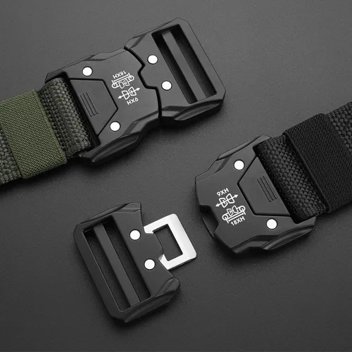 Vista 4 de Cinturón táctico para hombre, correa de nailon multicolor con hebilla de liberación rápida, duradera y ajustable
