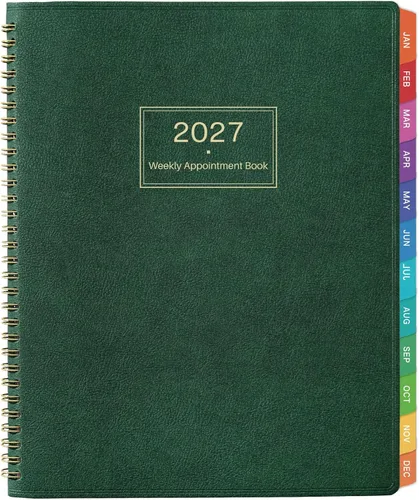 Vista 12 de Libro de citas 2027 - Agenda diaria por hora 2027, enero 2027 - diciembre Negro