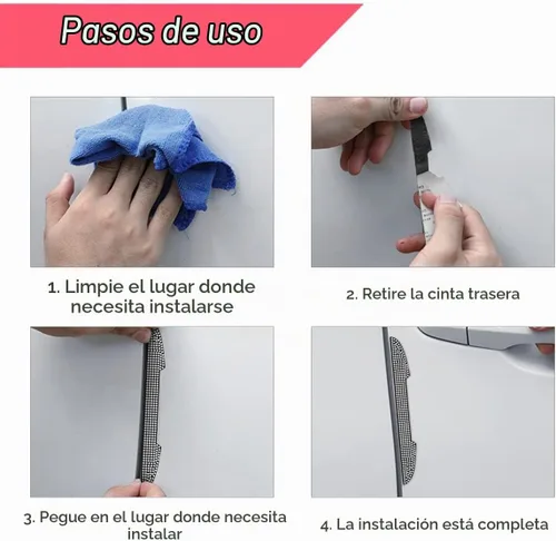 Vista 4 de 4 protectores de arañazos con diamantes de imitación para manija de puerta de auto, universales, para espejo retrovisor lateral, protector de borde