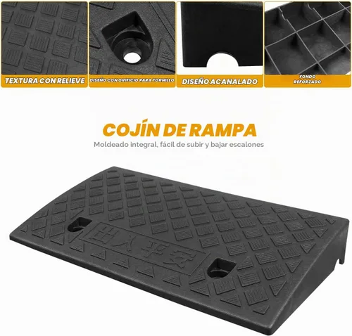 Vista 8 de DOITOOL 2 rampas para bordillos de entrada, altura de elevación de 2.6 pulgadas, rampas para sillas de ruedas resistentes para el hogar, rampas