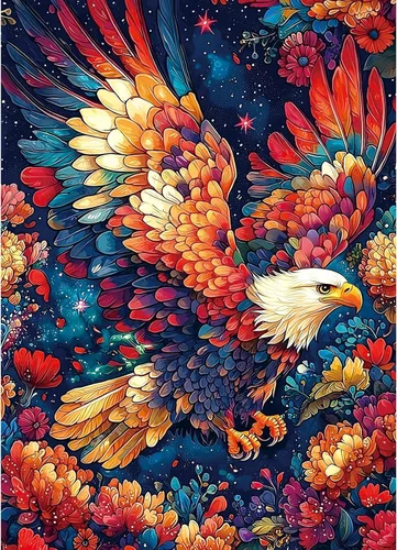 Vista 20 de MINIWAN Rompecabezas de 1000 piezas de arte de papel con plumas 3D para jardín de flores 27.5 x 19.7 pulgadas, letras en la parte posterior