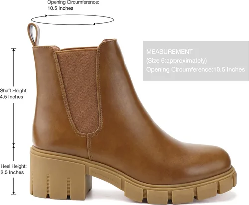 Vista 2 de starmerx Botines de plataforma para mujer, botas Chelsea elásticas, tacón medio, botines sin cordones