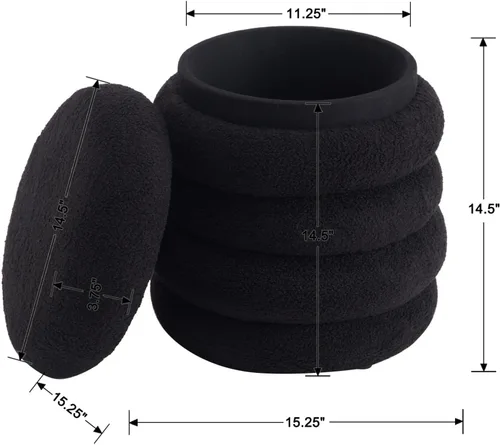 Vista 2 de Kmax Puf otomano moderno tapizado de piel sintética para sala de estar, dormitorio, mesa de café, color negro