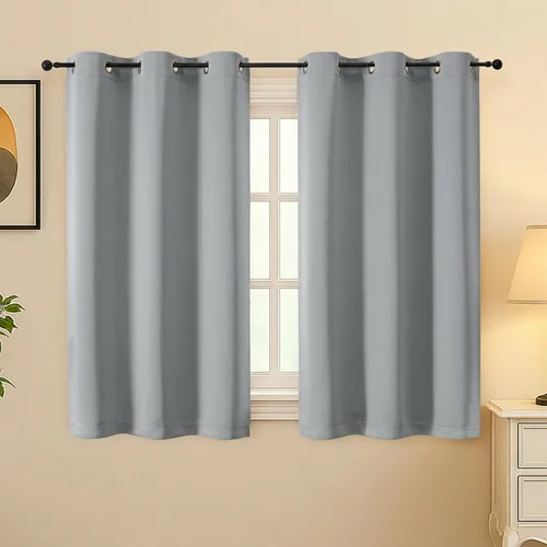 Vista 112 de Simplebrand Juego de 2 paneles de cenefa aguamarina para ventana de cocina de 14 pulgadas de largo, cortinas de oscurecimiento de habitación