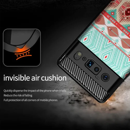 Vista 4 de CasesOnDeck Case Compatible with [Google Pixel 6A (2022) / Pixel 6A Case] Soft TPU Bumper Cover Carbon Fiber Texture Flexible (Blue Western)