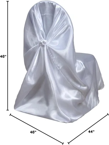 Vista 6 de Efavormart.com - Fundas para sillas beige de 1 pieza, satinadas, con lazo, universales, para banquetes, bodas, plegables, para sillas de comedor