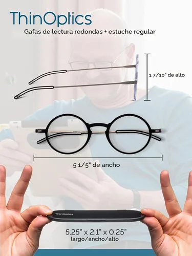 Vista 3 de Gafas de Lectura ThinOptics Estuche regular/tortuga redonda