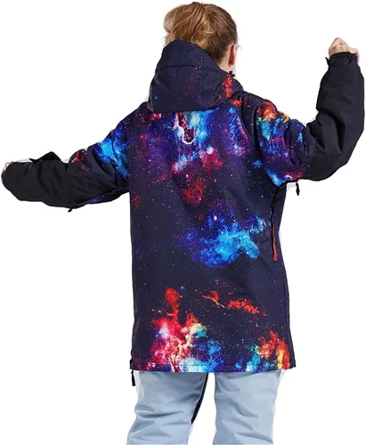 Vista 9 de Chaqueta anorak de esquí para mujer, impermeable, resistente al viento, cálido, para snowboard, abrigo de invierno con capucha