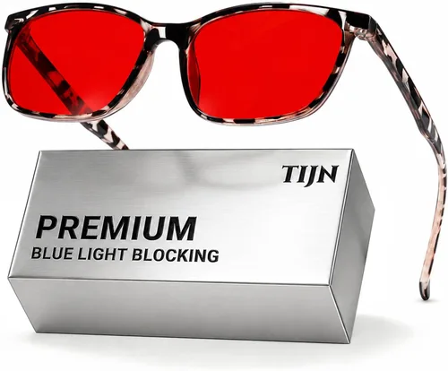 Vista 11 de TIJN Lentes de dormir para 99.9% TR90 con bloqueo de luz azul y verde, doble revestimiento AR con lente roja para juegos de computadora que reducen