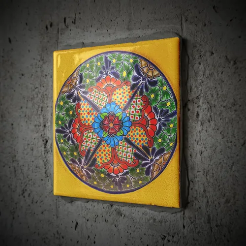 Vista 2 de 3dRose Colorful Handmade Patterns of Ceramic Plate 4 Inch Ceramic Tile