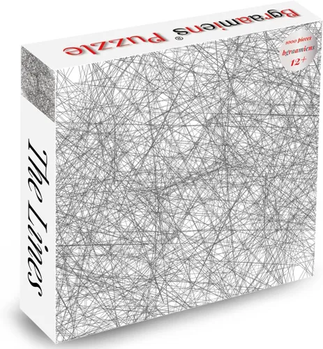Vista 2 de Bgraamiens Puzzle-The Lines -1000 Piezas Blanco y Negro Desafío de Moda Simple Tablero Azul Rompecabezas de Jigsaw